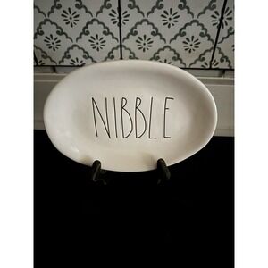Rae Dunn Magenta Oval Nibble Snack Plate White 8.5" X 5.5" - Artisan Collection